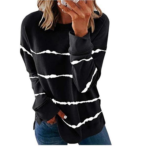 

women's t-shirt 2021 autumn 5xl large size women tie dye stripe t shirt casual long sleeve oversized loose tee fashion ladies top, White