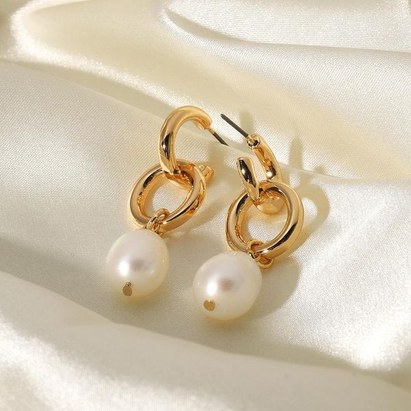 

dangle & chandelier french style freshwater pearl pendant cooper drop earrings for women summer jewelry accessories, Silver