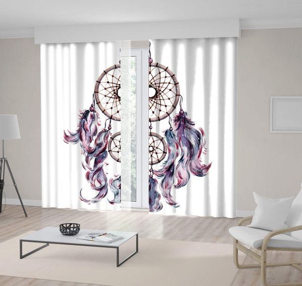 

curtain & drapes bohemian dream catcher traditional mystic tribal theme artwork purple pink beige
