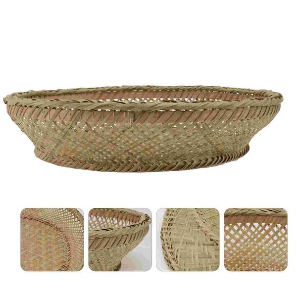 

storage baskets 1pc bamboo weaved basket household for home (olive green)