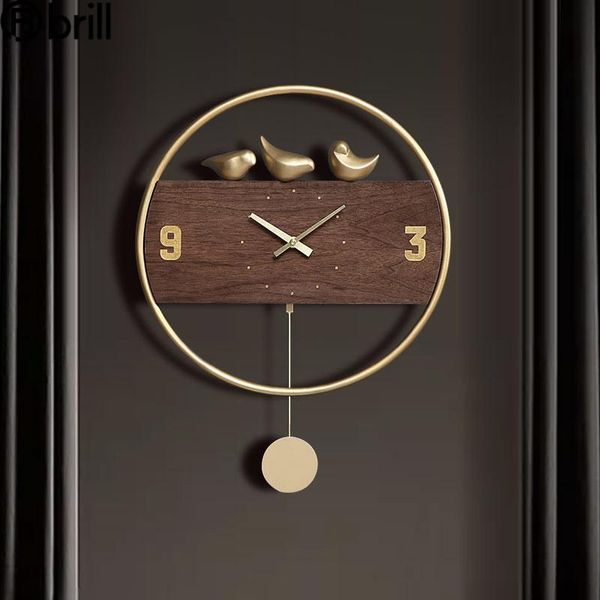 

wall clocks modern luxury clock metal wooden pendulum home decor living room bedroom nordic silent horloge murale reloj