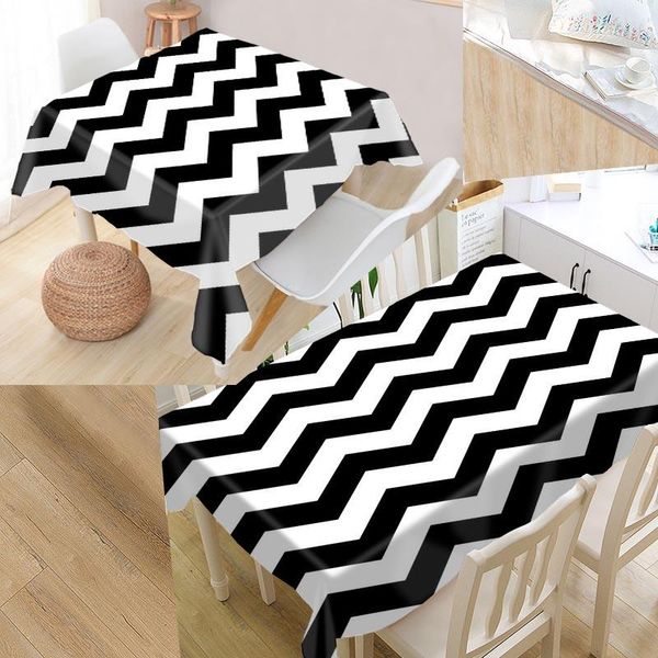 

table cloth black and white lines custom oxford fabric rectangular waterproof oilproof cover family party tablecloth