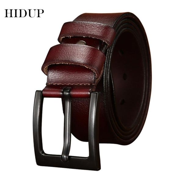 

mens retro style design black pin buckles metal buckle belts genuine leather belt for men 38mm clothing accessories nwj659, Black;brown
