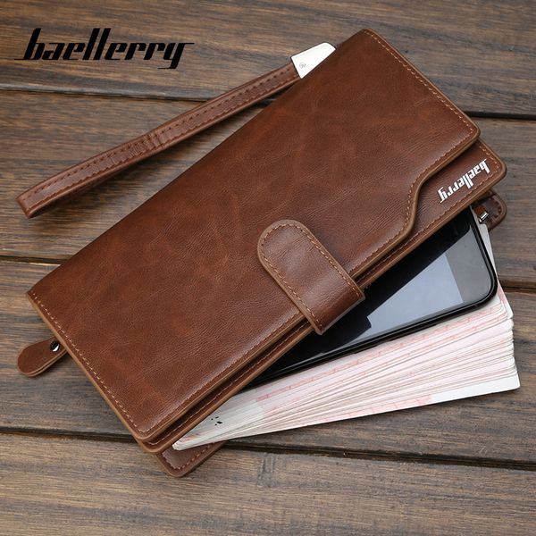 

baellerry men's wallet business wallet handbag korean casual zipper mobile phone bag, Red;black