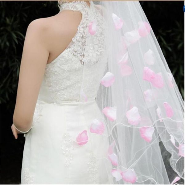 

bridal veils lan ting bride one-tier beaded edge wedding veil headpieces with 53 appliques 110.24 in (280cm) organza, Black