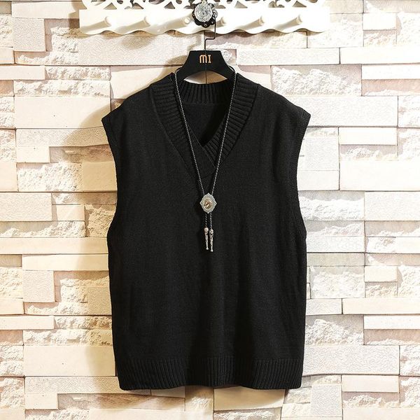 

men's vests vest sweater 2021 fashion knitted loose vintage casual wear, Black;white
