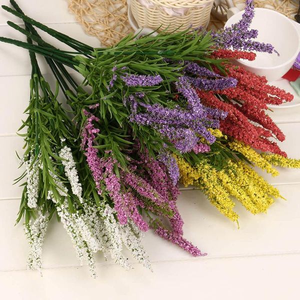 

heads lavender bouquet artificial ornament fake flowers for home party wedding decoration high simulation drop ship a1 decorative & wreaths