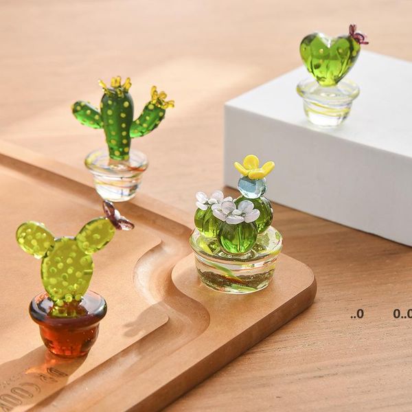 Novidade Items Vidro Planta Cacto, 8 Design Sala de estar opcional Desktop Creative Mini Ornamentos Elegante Presente RRF11194