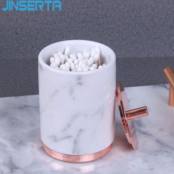 

kitchen storage & organization jinserta marbled ceramic box cotton swab organizer home toothpick holder luxury gold bathroom pad with lid