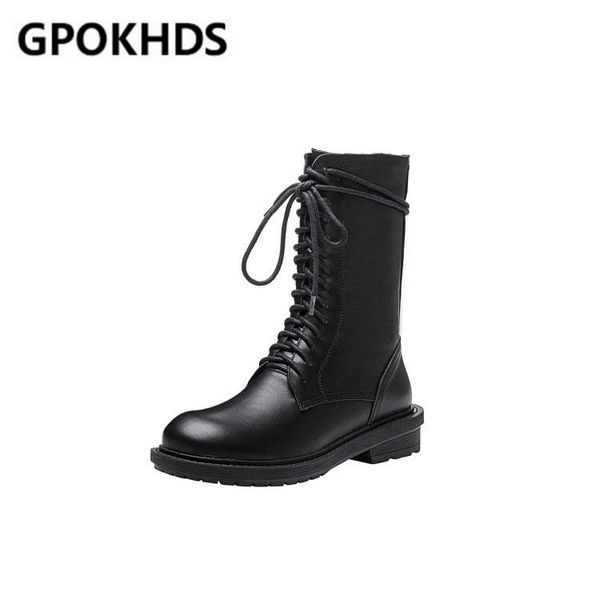 

boots gpokhds 2021 women mid-calf winter short plush zipper round toe high heels female size 39, Black
