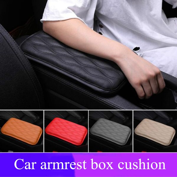 

wave embroider pu leather car armrest mat center console arm rest protection cushion auto armrests storage box cover pad