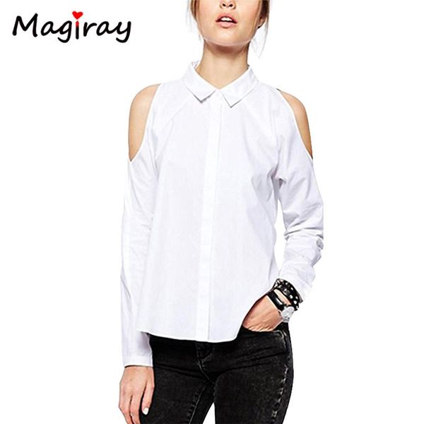 

women's blouses & shirts magiray long sleeve off clod shoulder shirt women button-down white blouse black casual 2021 loose summer fema