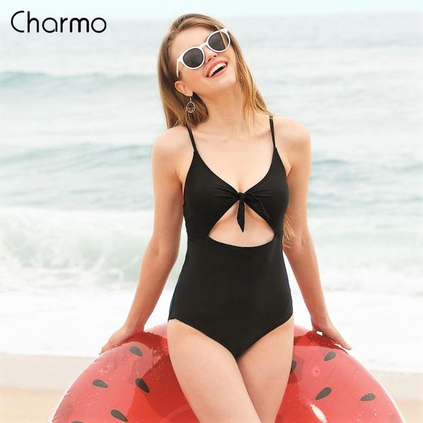 

one-piece suits charmo monokini women's swimsuit hollow-out swimwear tied from bathing suit bow-knot