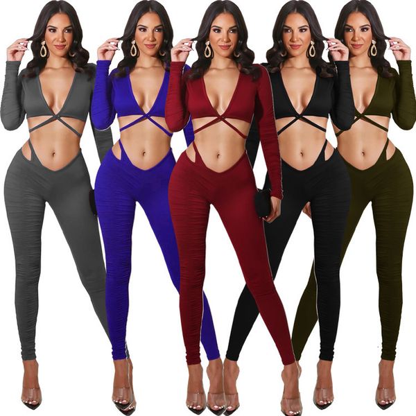 

jumpsuits & new women's low chest binding jacket tattered style one legged pants tight two piece suit fashion autumn and wint, Black;white