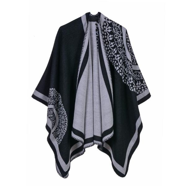 

scarves ponchos coat 2021 cashmere women winter warm shawls and wraps pashmina thick capes blanket femme scarf, Blue;gray
