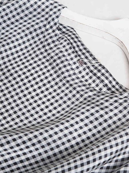 

blouses lantern sleeve round neck plaid silk shirt for women 2021, White