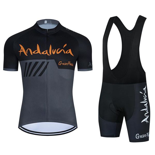 

racing sets 2021 andalucia cycling jersey short sleeve shirt bike breathable bicycle clothing ropa ciclismo, Black;blue