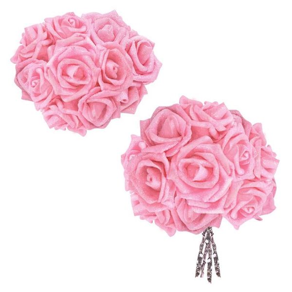 

decorative flowers & wreaths 10pcs glitter foam rose artificial flower wedding decoration party bridal bouquet birthday garland accessories