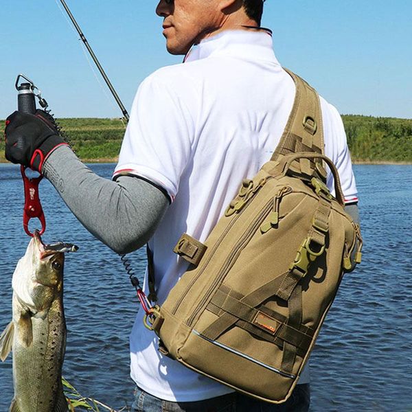 

outdoor bags men chest fishing bag camping sling backpack military tactical army shoulder travel molle xa839a