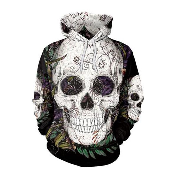 

Halloween Skull Pattern Men s 3D Printed Hoodie Visual Impact Party Top Punk Gothic Round Neck High Quality Sweatshirt Hoodie, Black