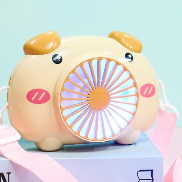 

electric fans mini handheld usb fan pig-shaped hanging neck deskw/ lanyard lightweight rechargeable for outdoor sport