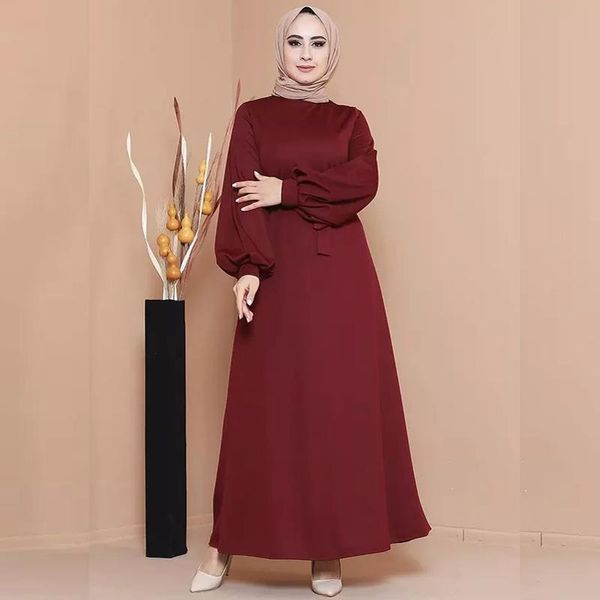 

lady abaya dress casual long sleeve loose kaftan islamic ethnic clothing, Red