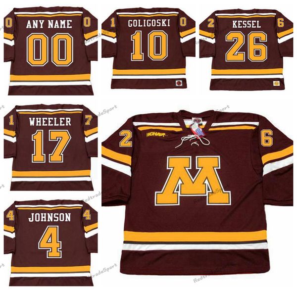 Mi08 Herren Vintage Minnesota Gophers 26 PHIL KESSEL College Hockey Trikots THOMAS VANEK 10 ALEX GOLIGOSKI 9 KYLE OKPOSO 5 NICK LEDDY 17 Wheeler 4 Erik Johnson Mittelsta