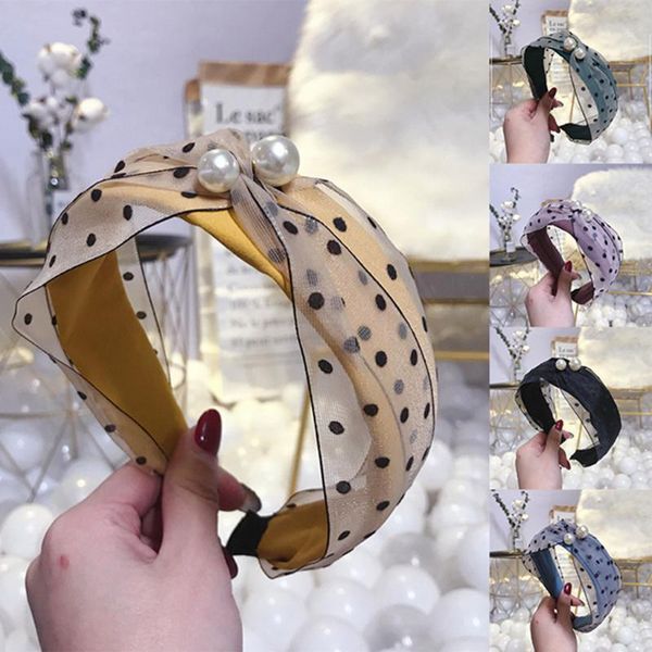 

women's pearl headband fashion fabric knot head band hair accessories1