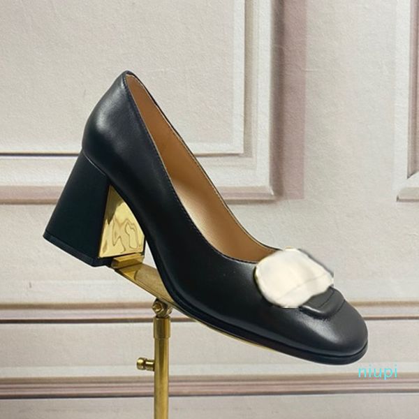 

2021 sandals latest fashion chain women's leather thick heeled shoes summer high heeled shoes women's party shoes 7.5cm, Black
