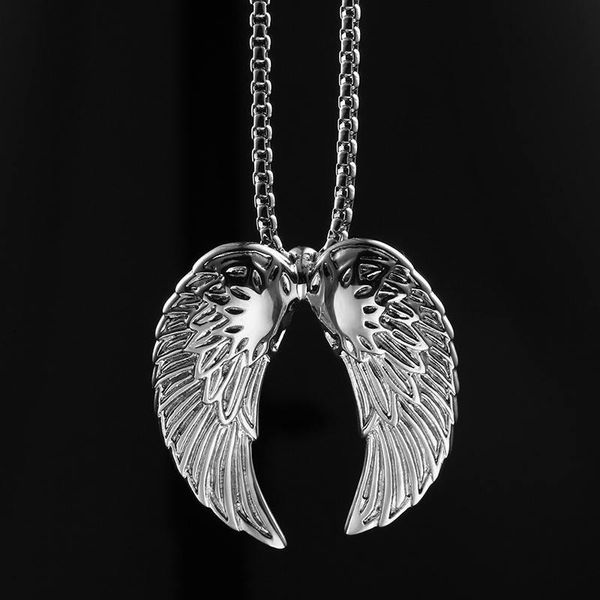

pendant necklaces angel titanium steel men's necklace european and american male ornaments polished jewelry, item no.: lp1617, Silver