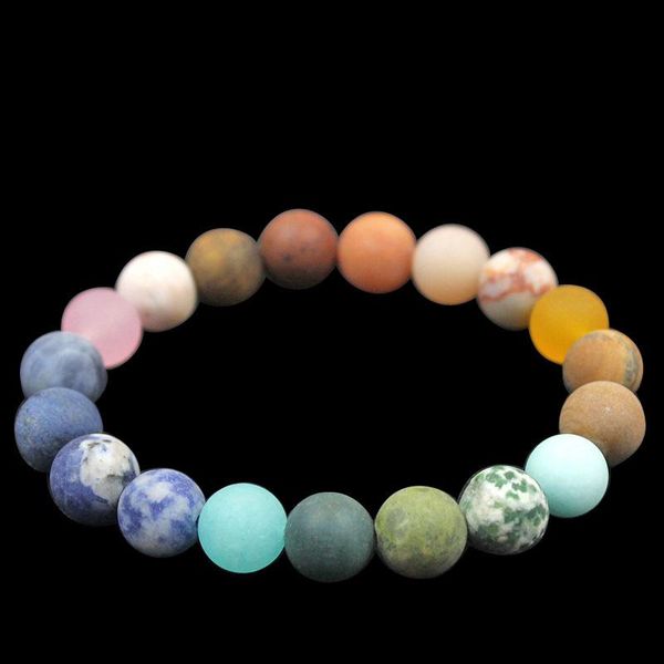 

charm bracelets 10mm solar system universe planet matte natural stone for women rope chain bracelet handmade quartz jewelry, Golden;silver