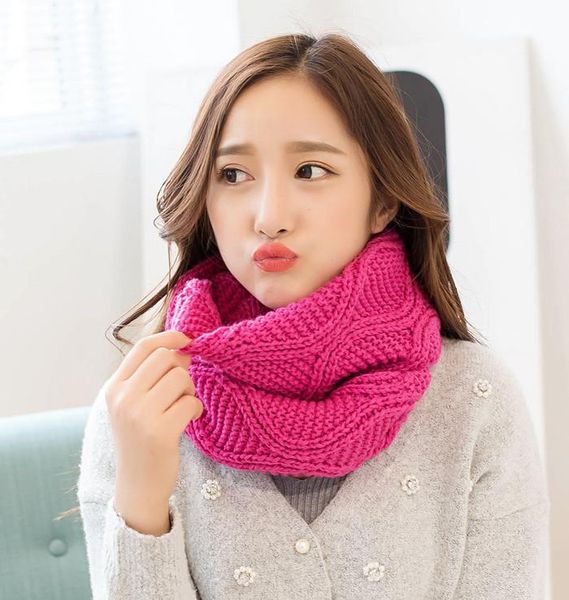 

scarves autumn and winter warm woolenthickened knitted ring scarf, Blue;gray