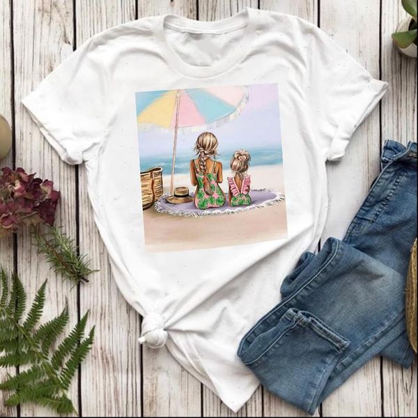 

womens t shirts women girl daughter fashion time trend mom mother mama cartoon lady tshirt female ladies print graphic, White