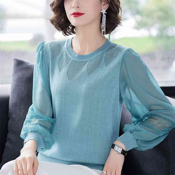 

wwenn women autumn knitted sweater ladies lace patchwork long sleeve pullover casual winter pink white 210507