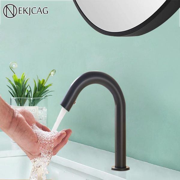 

matte black bathroom basin faucet with sensor automatic deck mount induction cold water mixer taps sink faucets