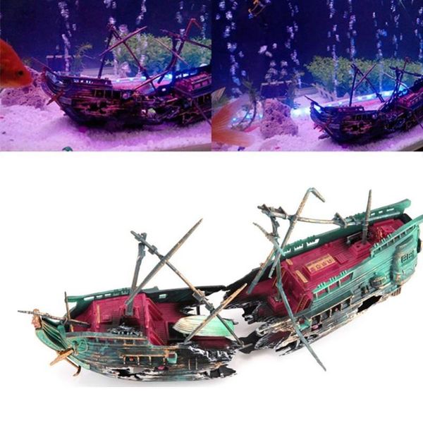 

large aquarium decoration shipwreck set resin ship fish tank ornaments for environments decor accessories decorations