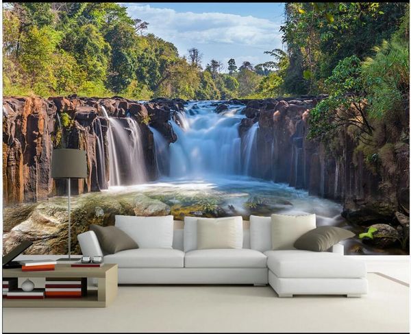 Papéis de parede 3d PO Wallpaper personalizado cachoeira mural que flui cenário natural da sala de estar decoração de casa murais de parede para paredes 3 d