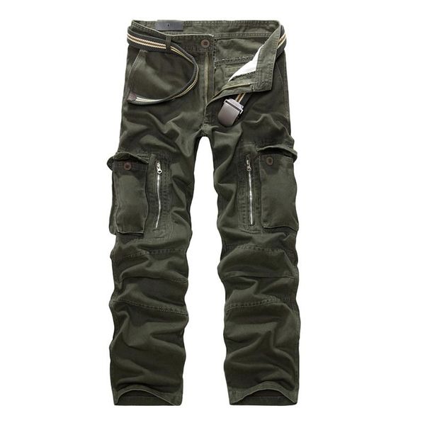

men's bbyes cotton cargo pants camouflage army military baggy casual with big pockets decoration trousers all season, Black