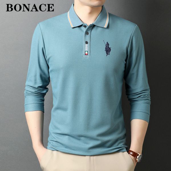 

Men's senior digner brand cotton polo casual long sved Korean fashion T-shirt, clothing., White;black