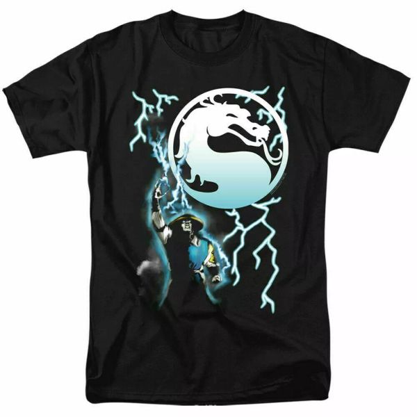 

mortal kombat raiden t shirt licensed comic book video game tee black, White;black