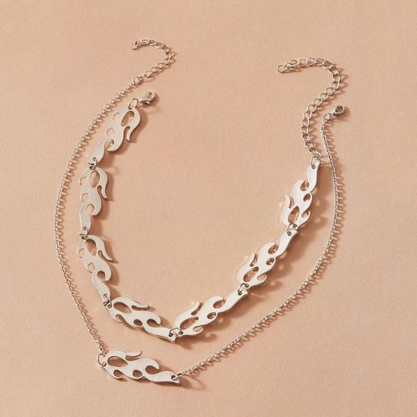 

chains hip hop flame shape silver color choker necklace for women punk exaggerated party gifts friends unique jewelry