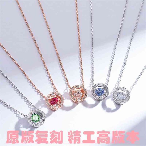 

shi jiagao's rose gold crystal heart moving pendant necklace female clavicle chain, Silver