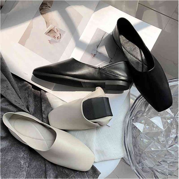 

dress shoes single flats square toe soft leather mules woman slip on lazy grandma comfy spring women moccasins qo0r, Black