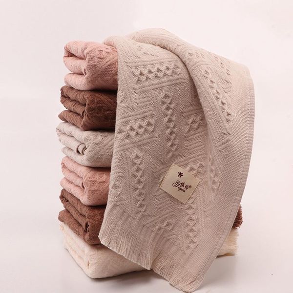 

towel 2pcs face cotton tassel bathroom towels 34x75cm solid toallas