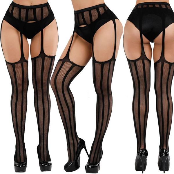 

socks & hosiery 25# women lingerie erotic stocking suspender garter belt mesh lace thigh-highs tights over knee stockings medias pantyh, Black;white