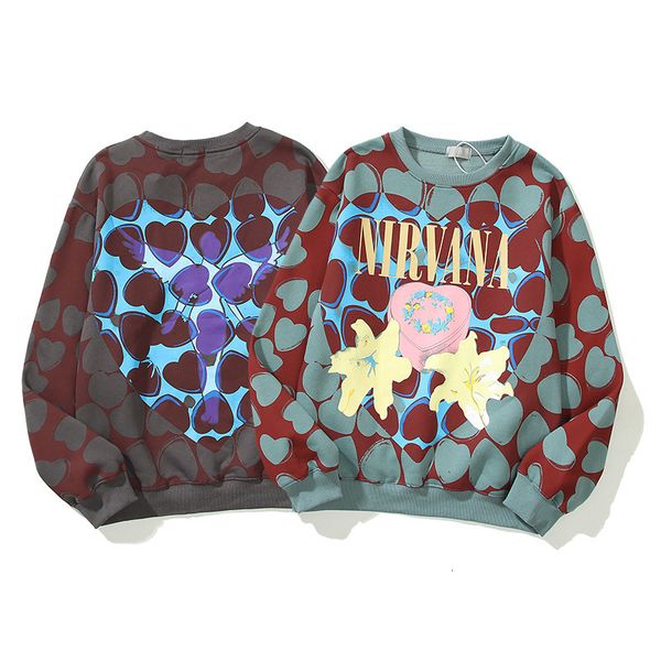 

men's hoodies & sweatshirts autumn and winter women's same style heart printing hip hop pullover round-neck sweater 4alr, Black