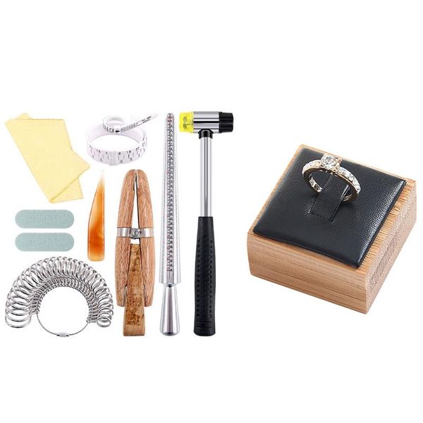

jewelry pouches, bags 12pcs ring sizer tools set, mandrel, with fashion bracelet display stand holder, Pink;blue