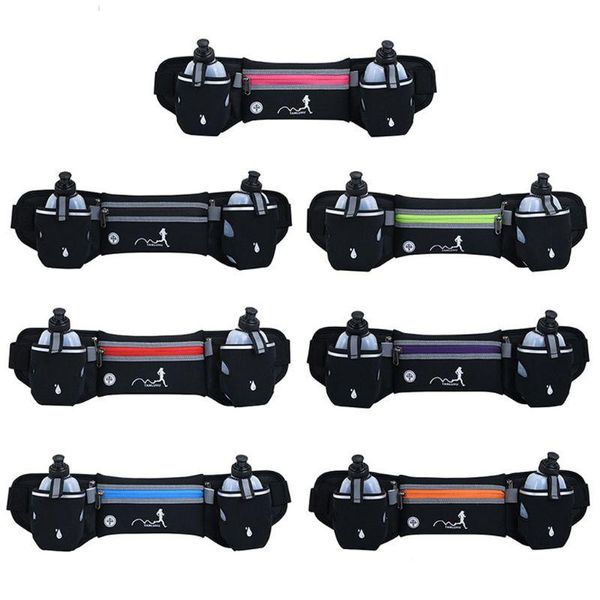 

Sport Dual Pocket Belt Waist Pack Pouch Water Bottle Holder Bag Reflective Cycling Hiking Bags