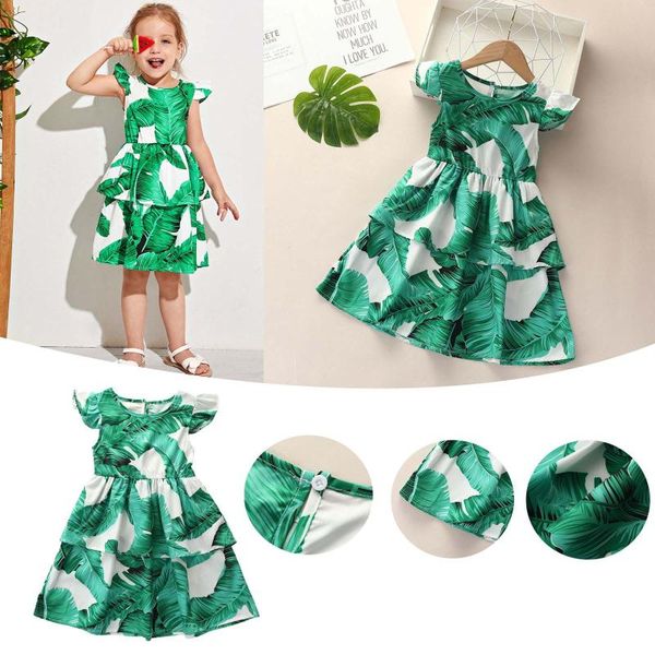 

girl's dresses 9m-5y summer girl princess dress casual cute floral print kids for girls short sleeve cupcake children clothing, Red;yellow