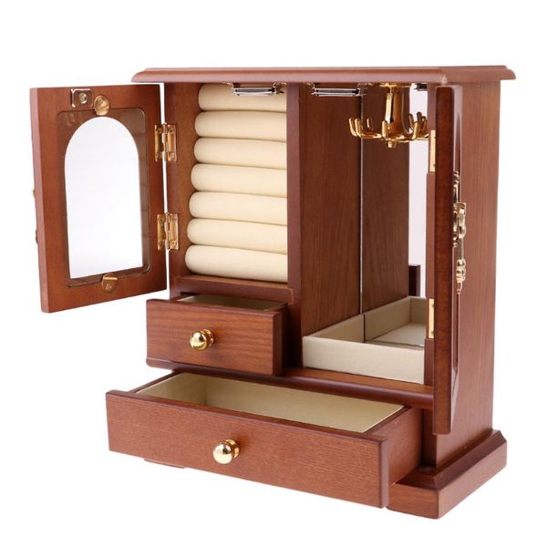 

cosmetic bags & cases wooden jewelry display storage case rings organizer holder box
